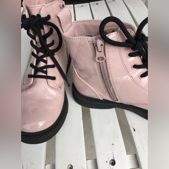 Art Class brand little girl size 1 pink combat boots EUC shoes punk zipper - Picture 4 of 4